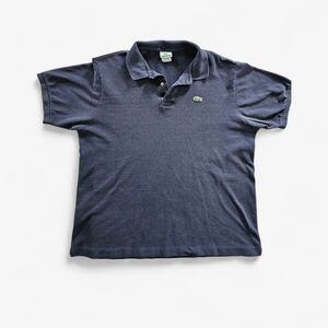 Vintage Lacoste 1970's Pique Cotton Navy Blue Short Sleeve Collared Polo Shirt 7